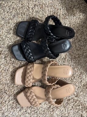 Target Braided Double-Strap Slide Sandals - Black and Beige
